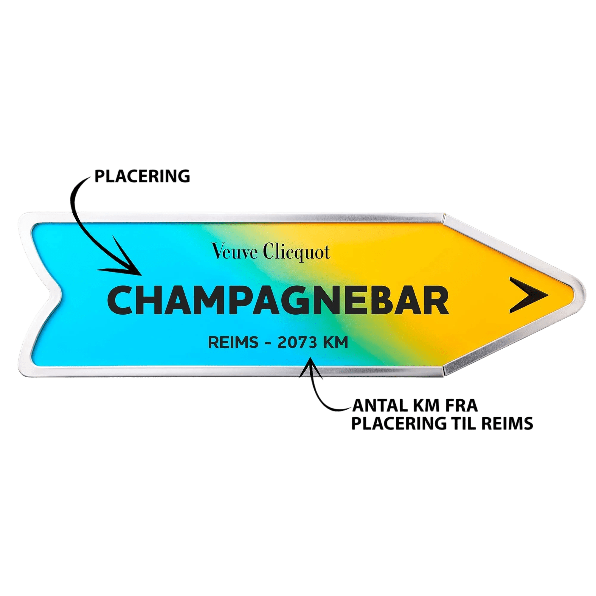 Veuve Clicquot Veuve Clicquot Yellow Label Brut NV 75 cl. Personliggør Blue Arrow Tin kasse - PremiumBottles